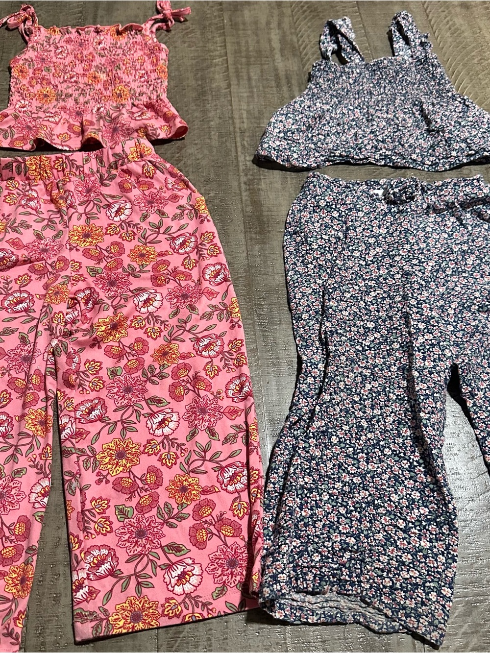 Kids Floral Pull-On Pants and Crop Top Set - Pink Floral btween